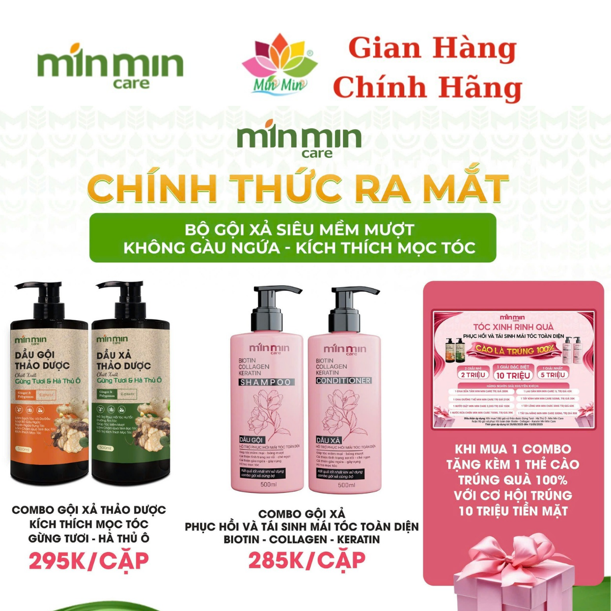 Cặp gội xả gừng tươi và hà thủ ô Min Min Care: bí quyết chăm tóc từ thảo dược 