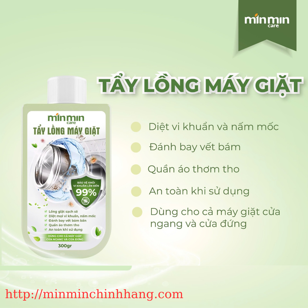 Tẩy Lồng Máy Giặt Min Min Care: cách dùng cho máy giặt tại nhà 