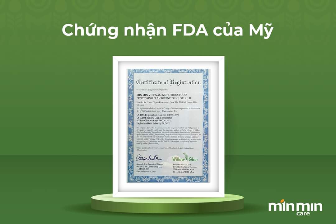 Min Min Care Đạt Chứng Nhận FDA của Mỹ 