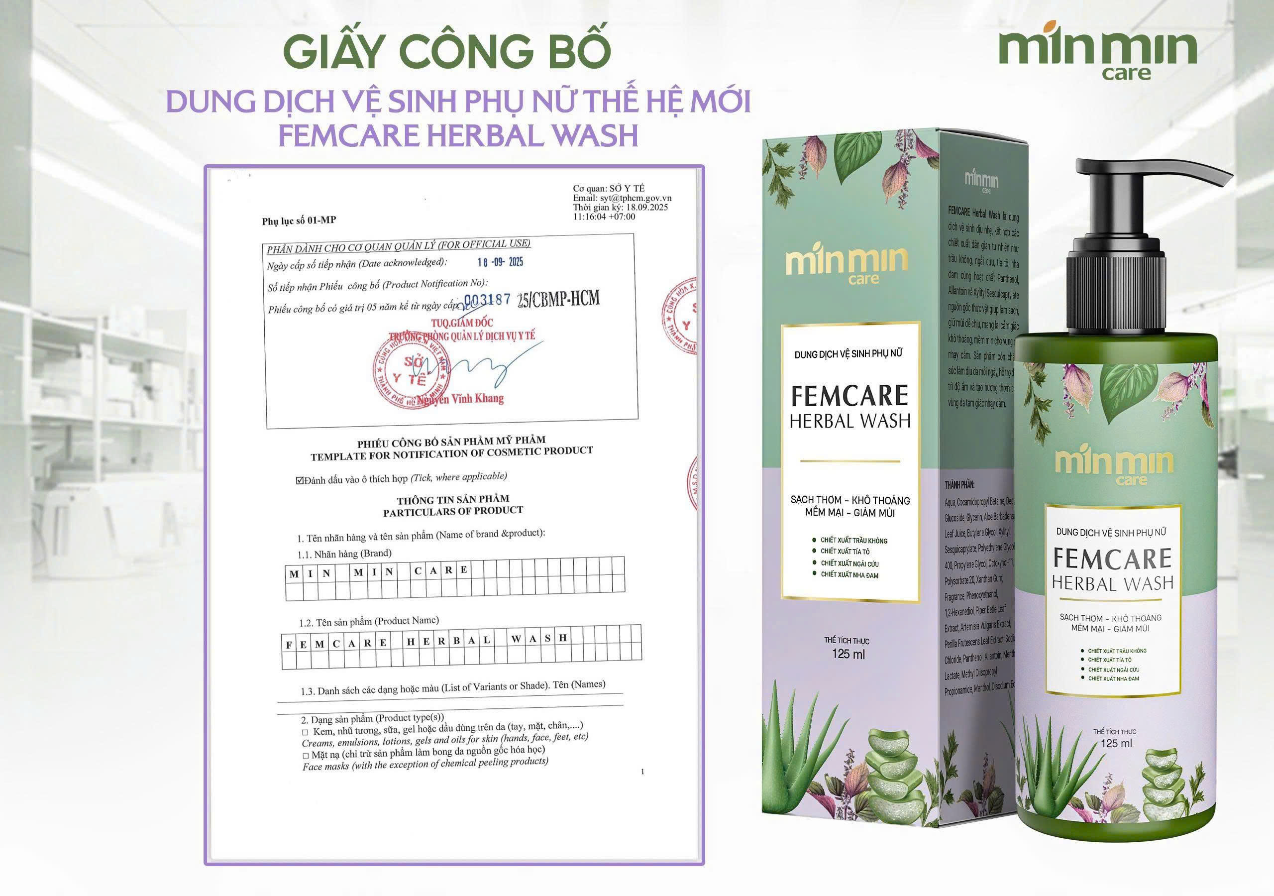 Dung dịch vệ sinh Femcare Herbal Wash Min Min Care: dùng thế nào cho đúng, nhẹ nhàng mỗi ngày? 