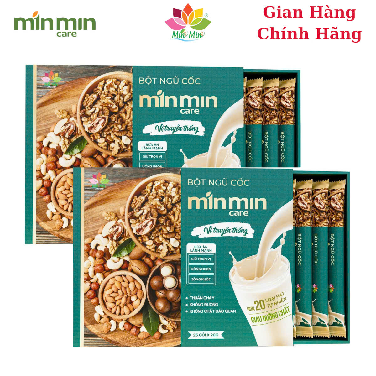  (Combo 2 hộp )Ngũ cốc truyền thống min min dạng gói cao cấp