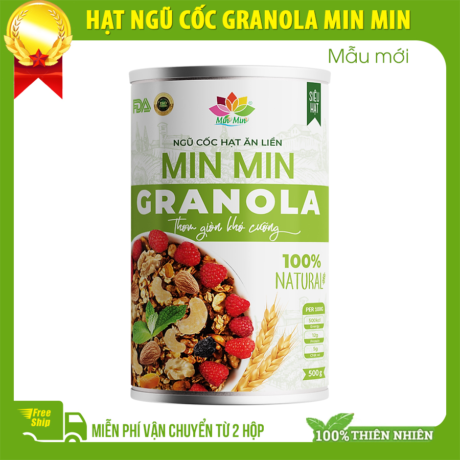 Ngũ cốc nguyên hạt ăn liền Granola Min Min nguyên liệu 100% thiên nhiên, thơm ngon bổ dưỡng