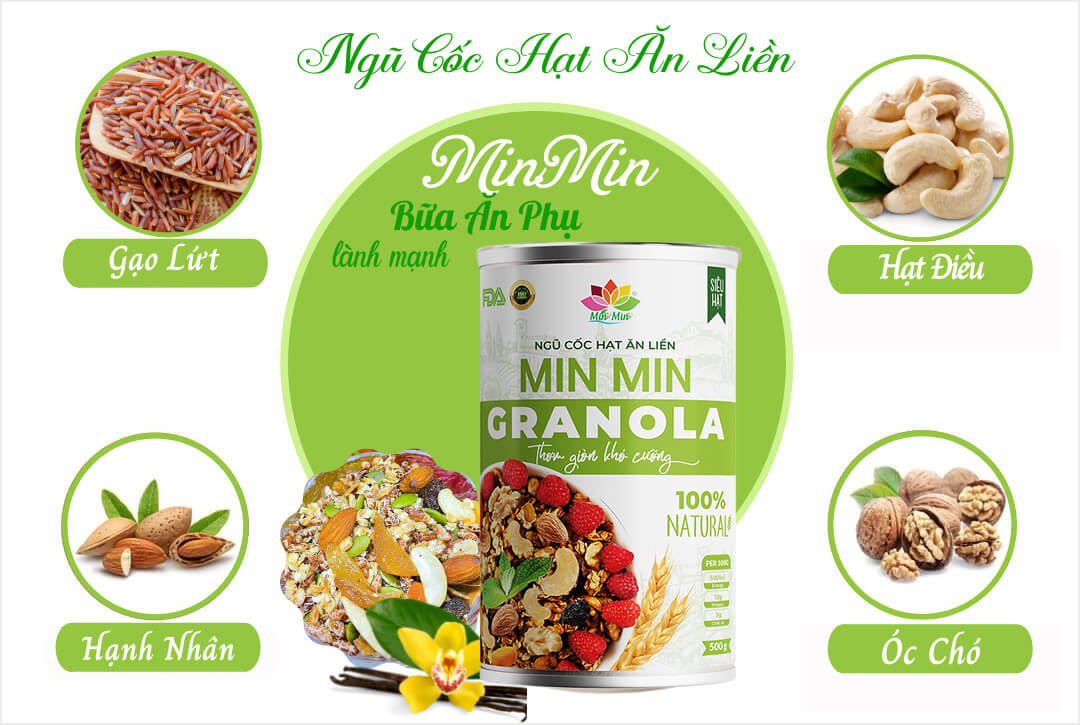 Thành phần chính của Ngũ cốc hạt ăn liền Granola Min Min