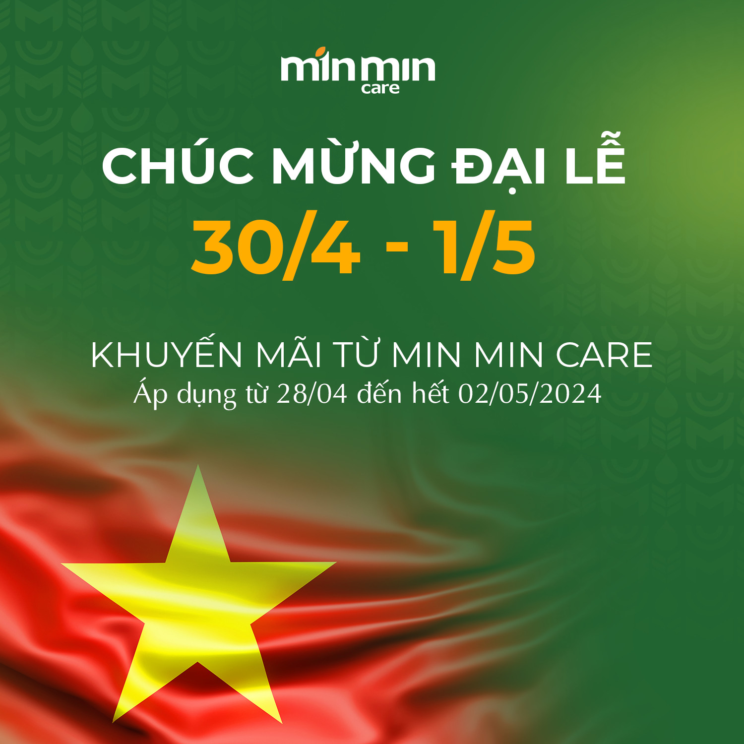 Mừng Đại Lễ 30/4 Và 1/5 minmincare Siêu Khuyến Mãi 